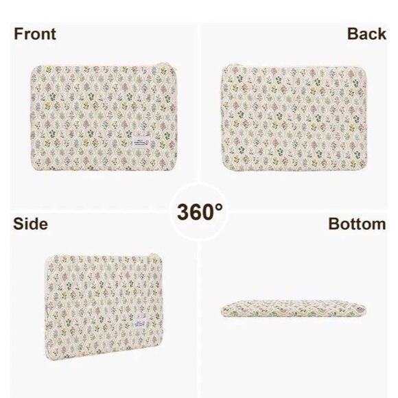 Floral Quilted iPad Case 11" Soft Zipper Tablet Sleeve Cosmetic Bag Multipurpose - Picture 4 of 10